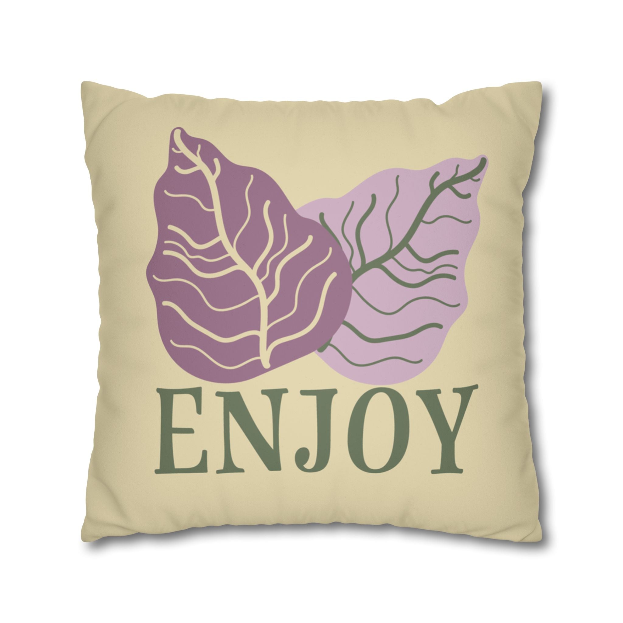 Enjoy Cabbage Leaves Faux Suede Pillowcase Pillow Cover