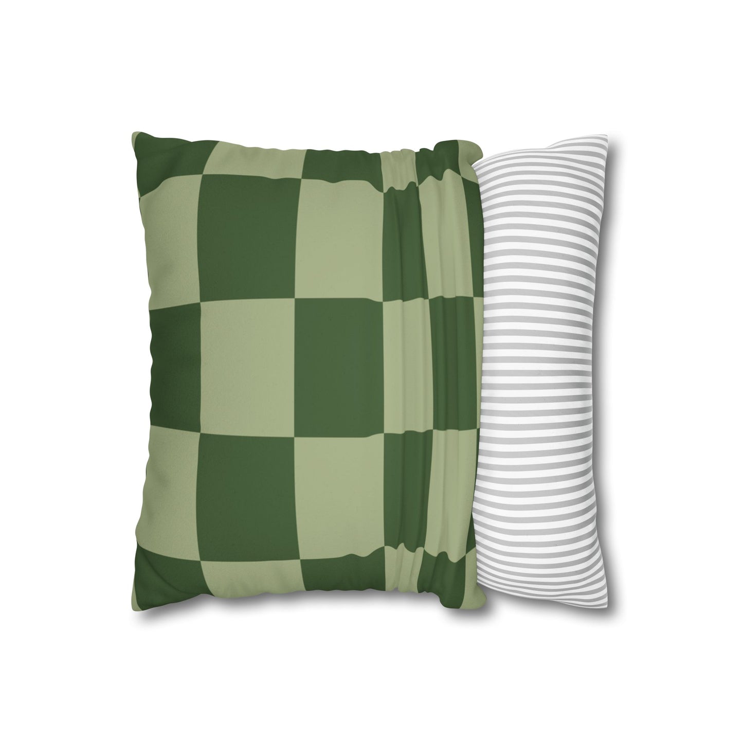 Green Checkerboard Faux Suede Pillowcase