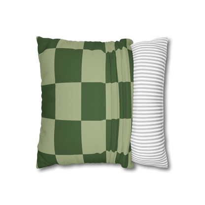 Green Checkerboard Faux Suede Pillowcase