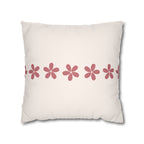 Pink Daisy Border Stripe Faux Suede Pillow Cover