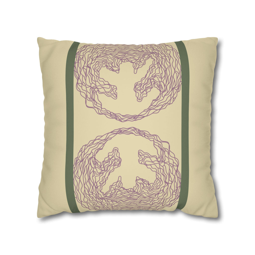 Earthy Abstract Mauve Lines Faux Suede Pillow Cover