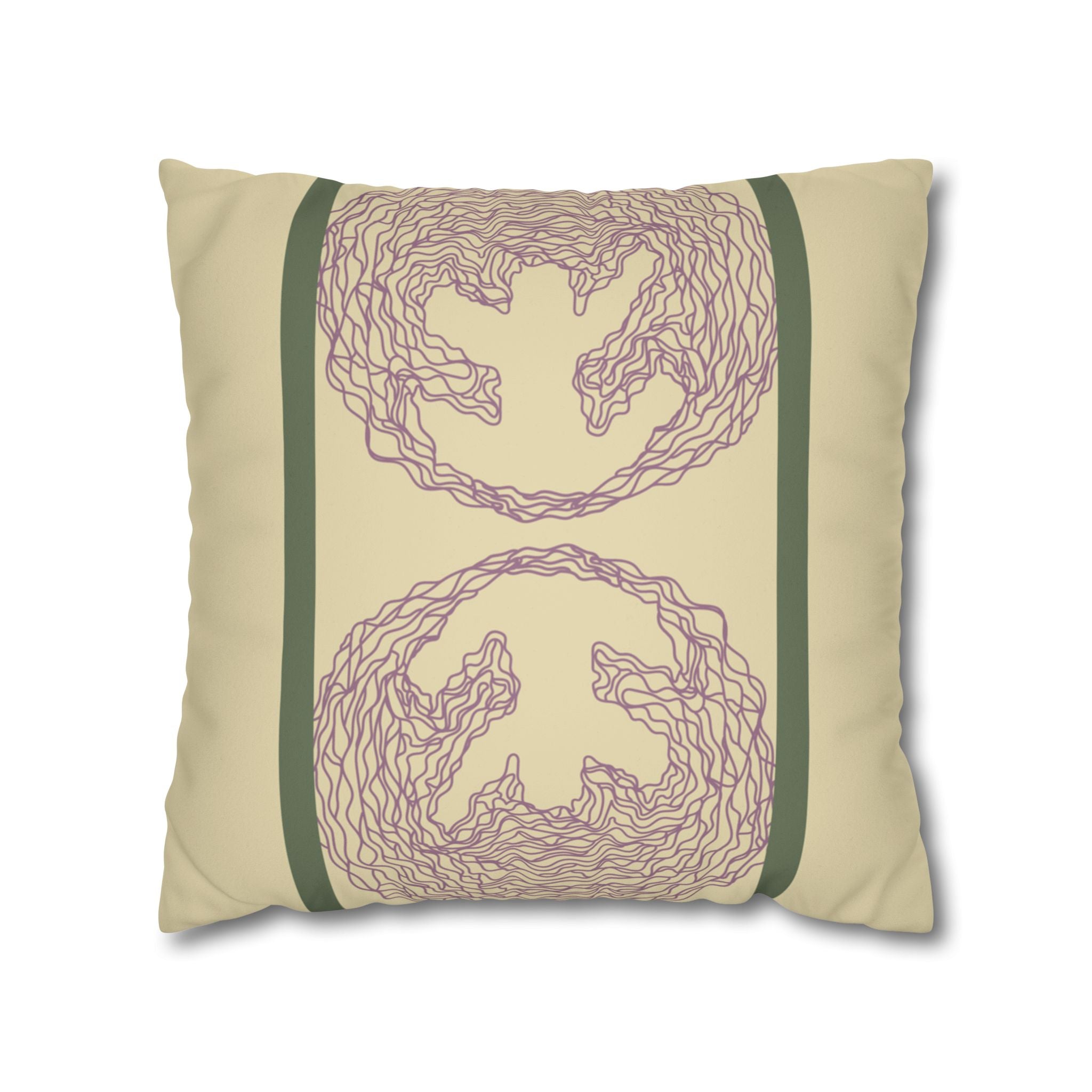 Earthy Abstract Mauve Lines Faux Suede Pillow Cover