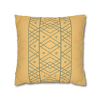 Boho Geometric Yellow Ochre and Sage Faux Suede Pillow Cover