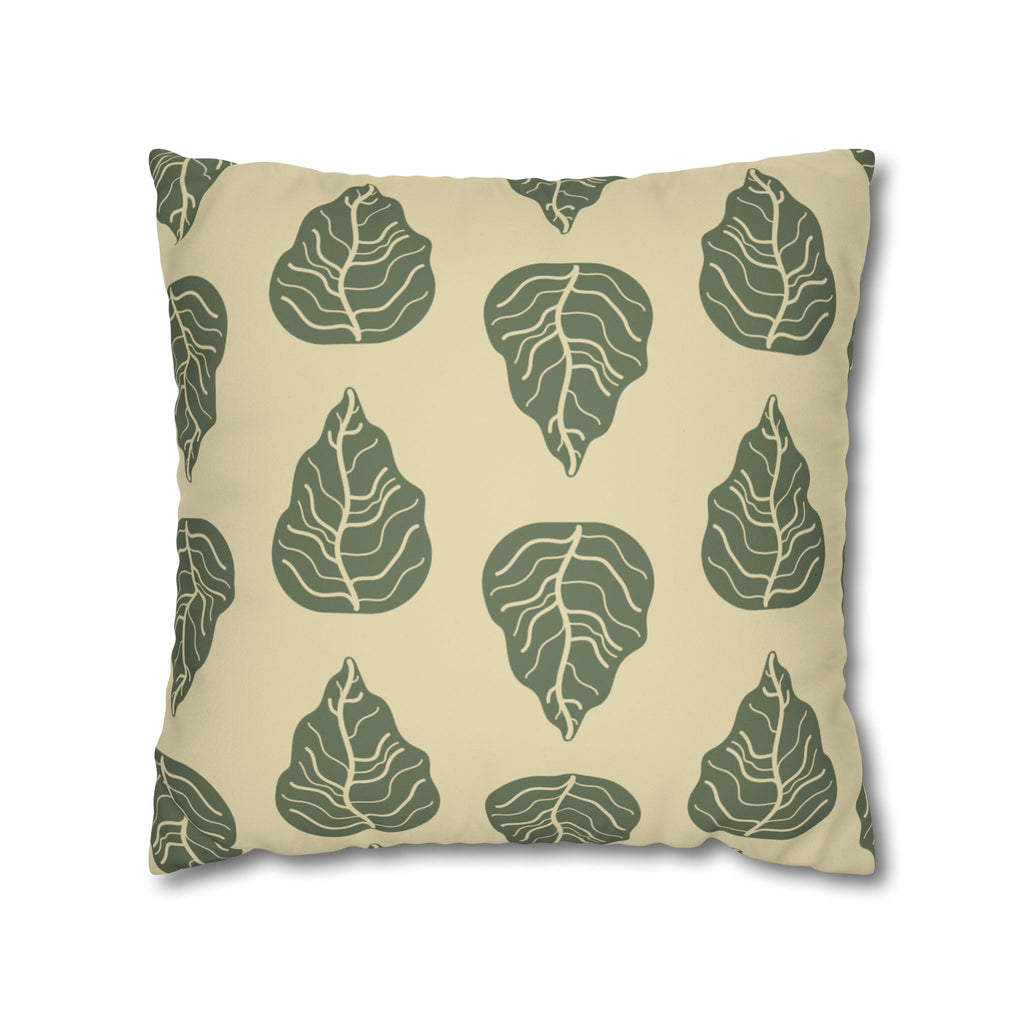 Cabbage Leaves Pattern Faux Suede Pillow Cover