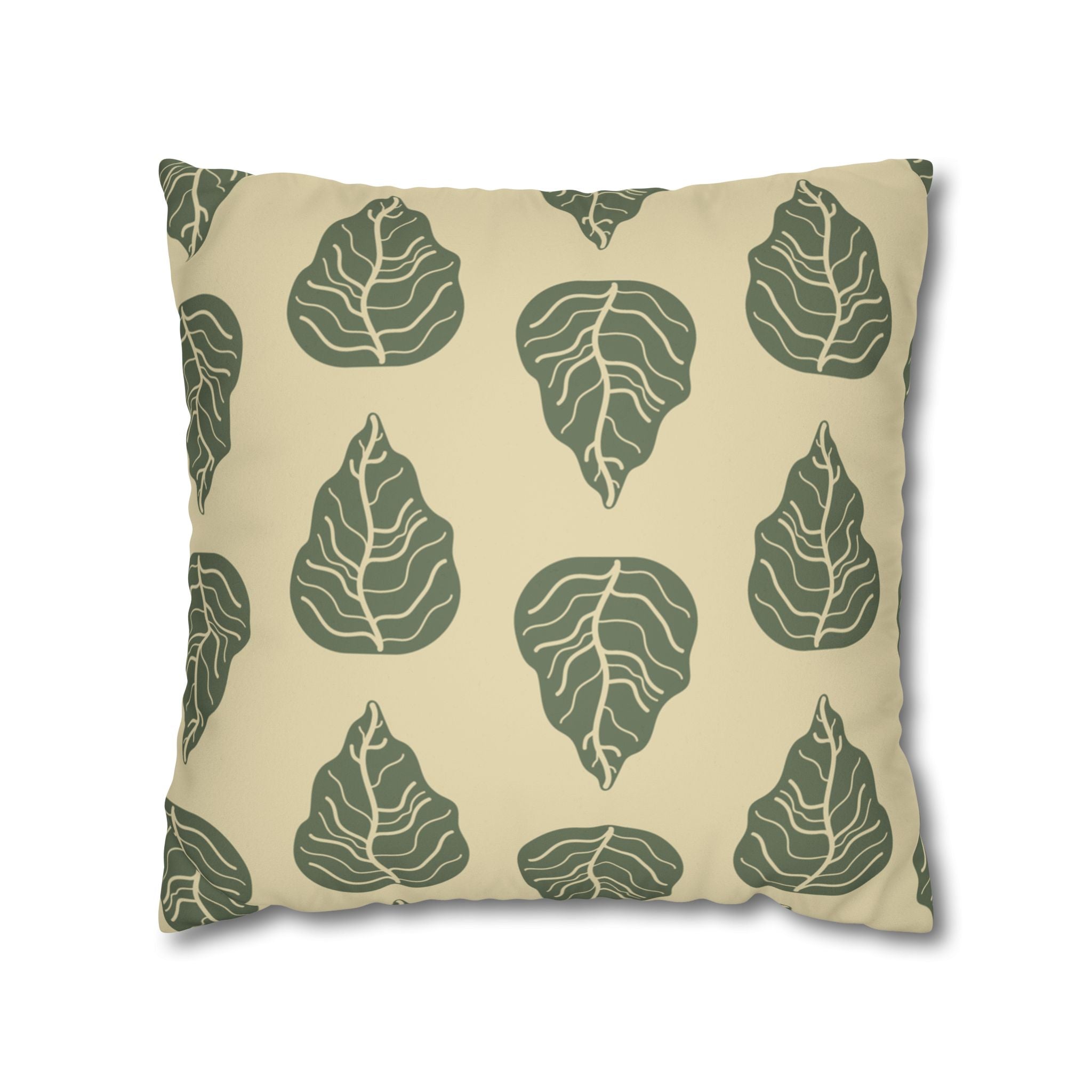 Cabbage Leaves Pattern Faux Suede Pillow Cover