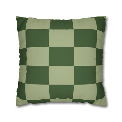 Green Checkerboard Faux Suede Pillowcase