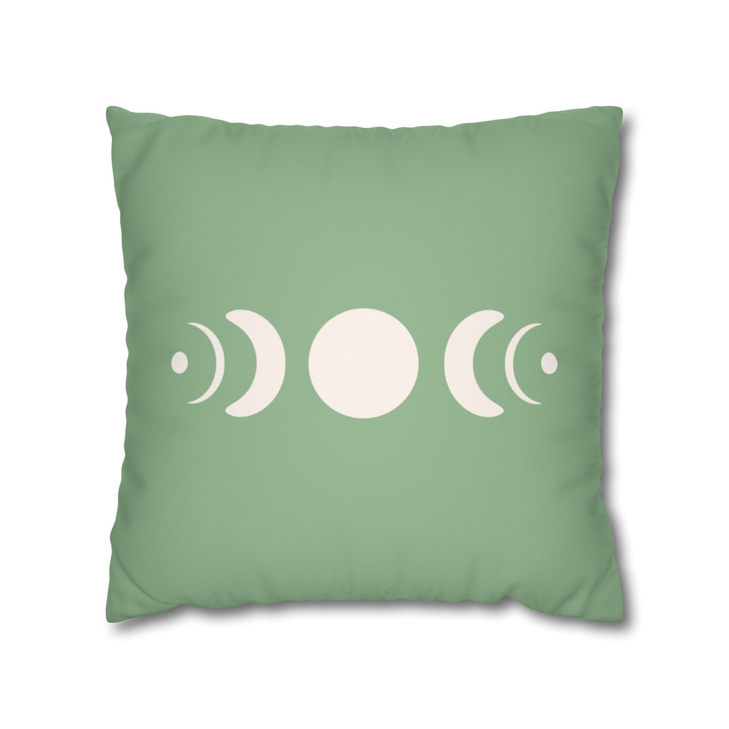 Moon Phase Sage Green Decorative Faux Suede Pillow Cover