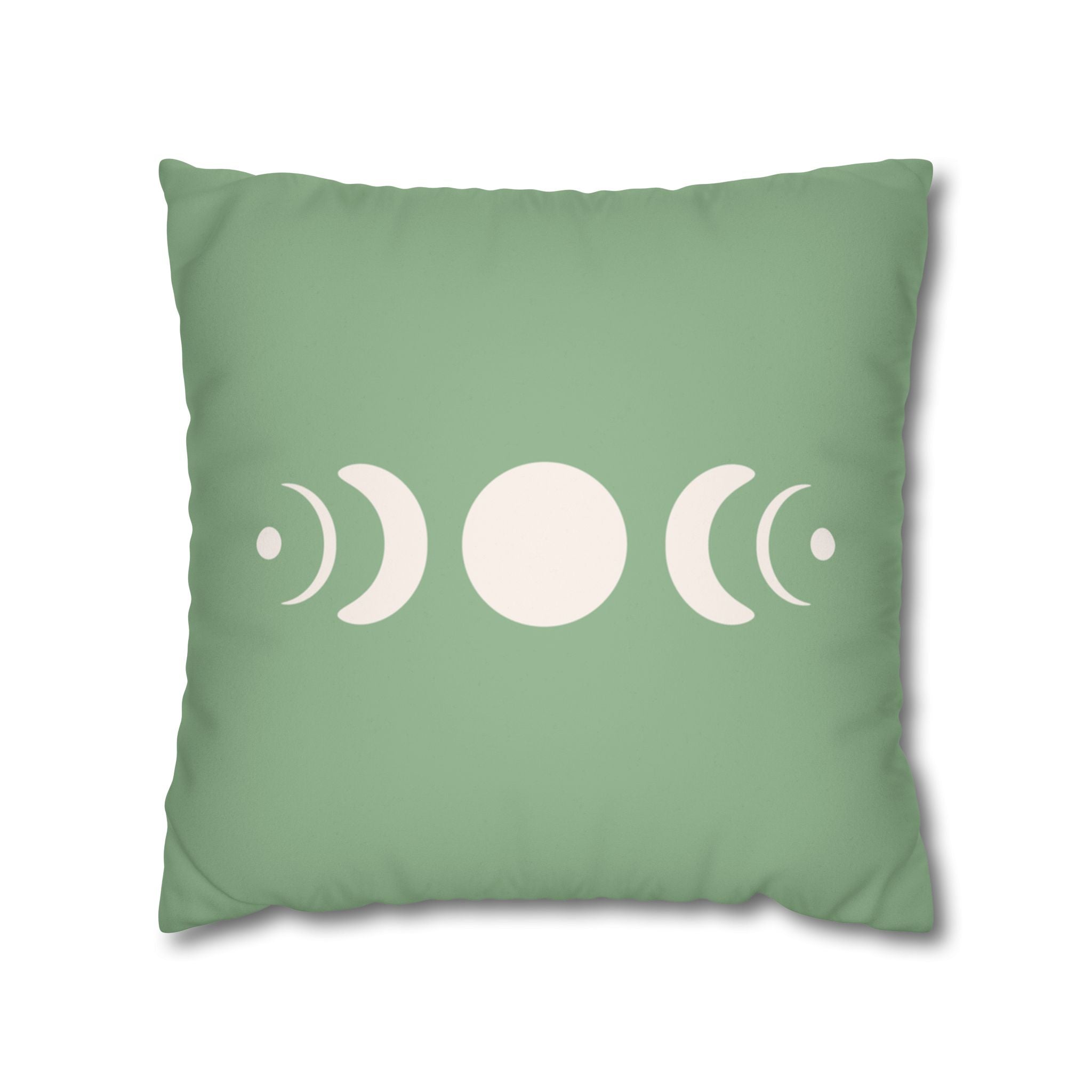 Moon Phase Sage Green Decorative Faux Suede Pillow Cover