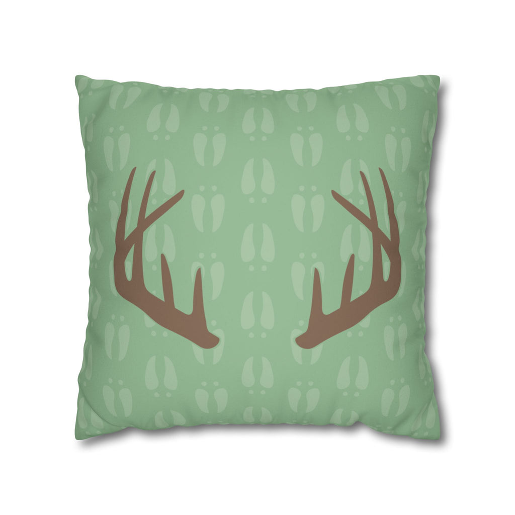 Deer Antler with Deer Tracks Pattern Faux Suede Pillow Cover