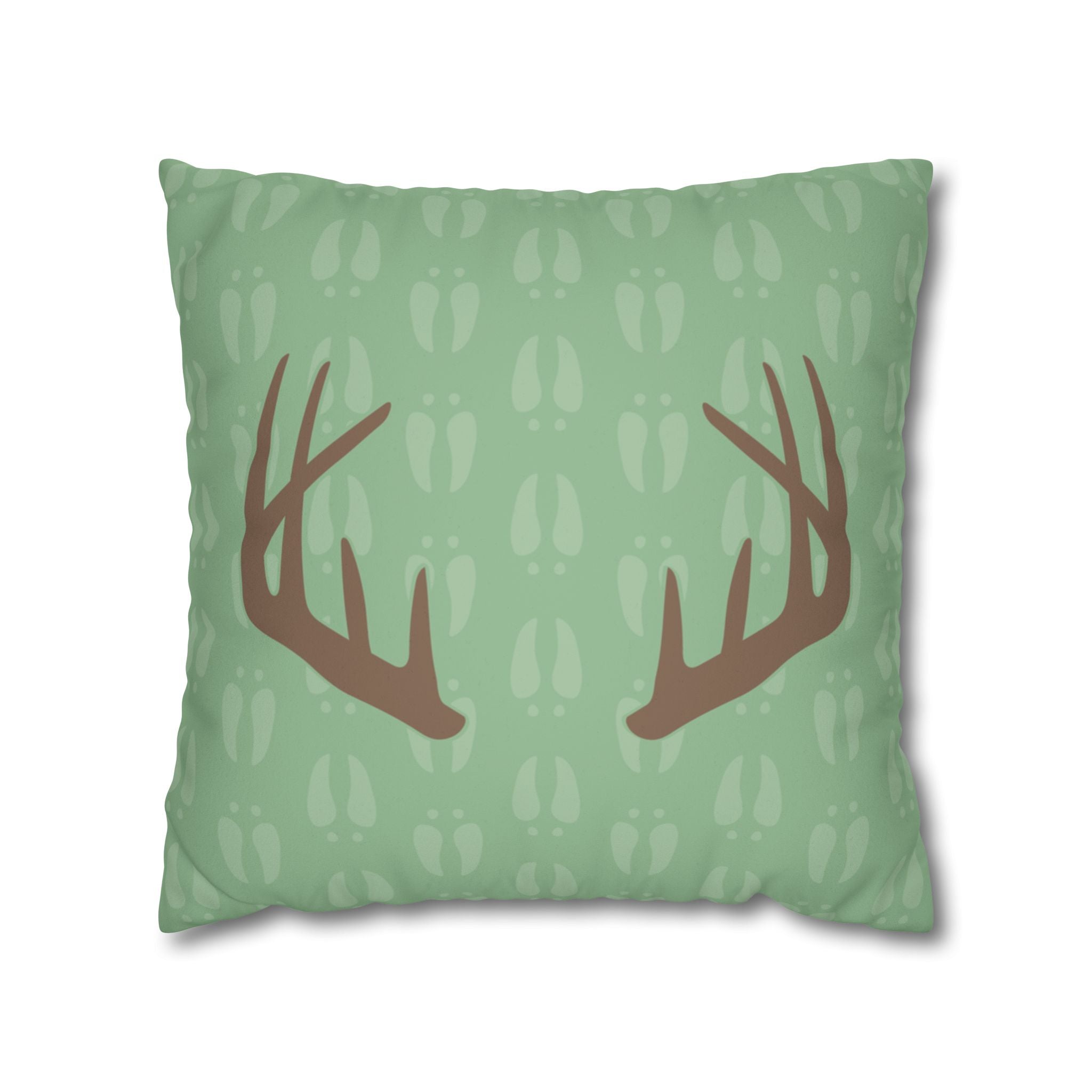 Deer Antler with Deer Tracks Pattern Faux Suede Pillow Cover