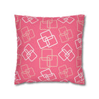 French Pink and White Geometric Cubes Faux Suede Pillow Cover