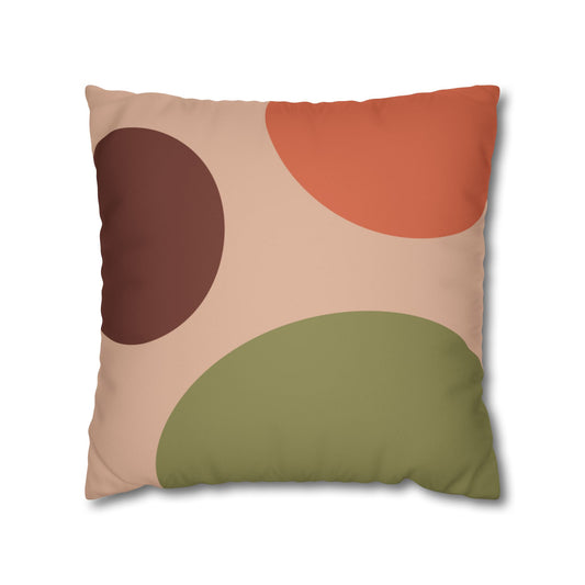 Abstract Earth-Tone Square Pillowcase — Midcentury Modern Boho Decorative Throw Pillow