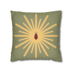 Ladybug Sunburst Faux Suede Pillow Cover