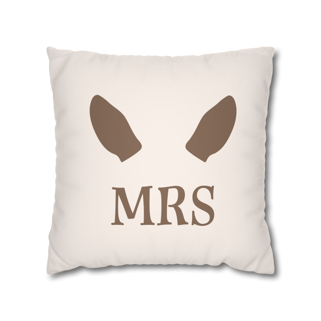 Mrs. Bridal Deer Faux Suede Pillow Cover