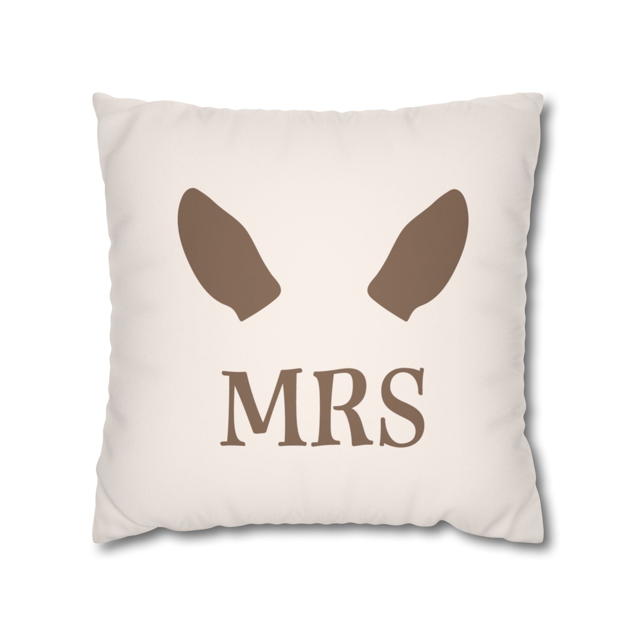 Mrs. Bridal Deer Faux Suede Pillow Cover