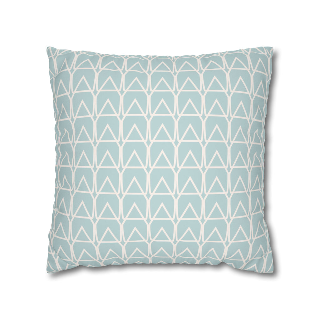 Modern Coastal Geometric Aqua Faux Suede Pillow Cover