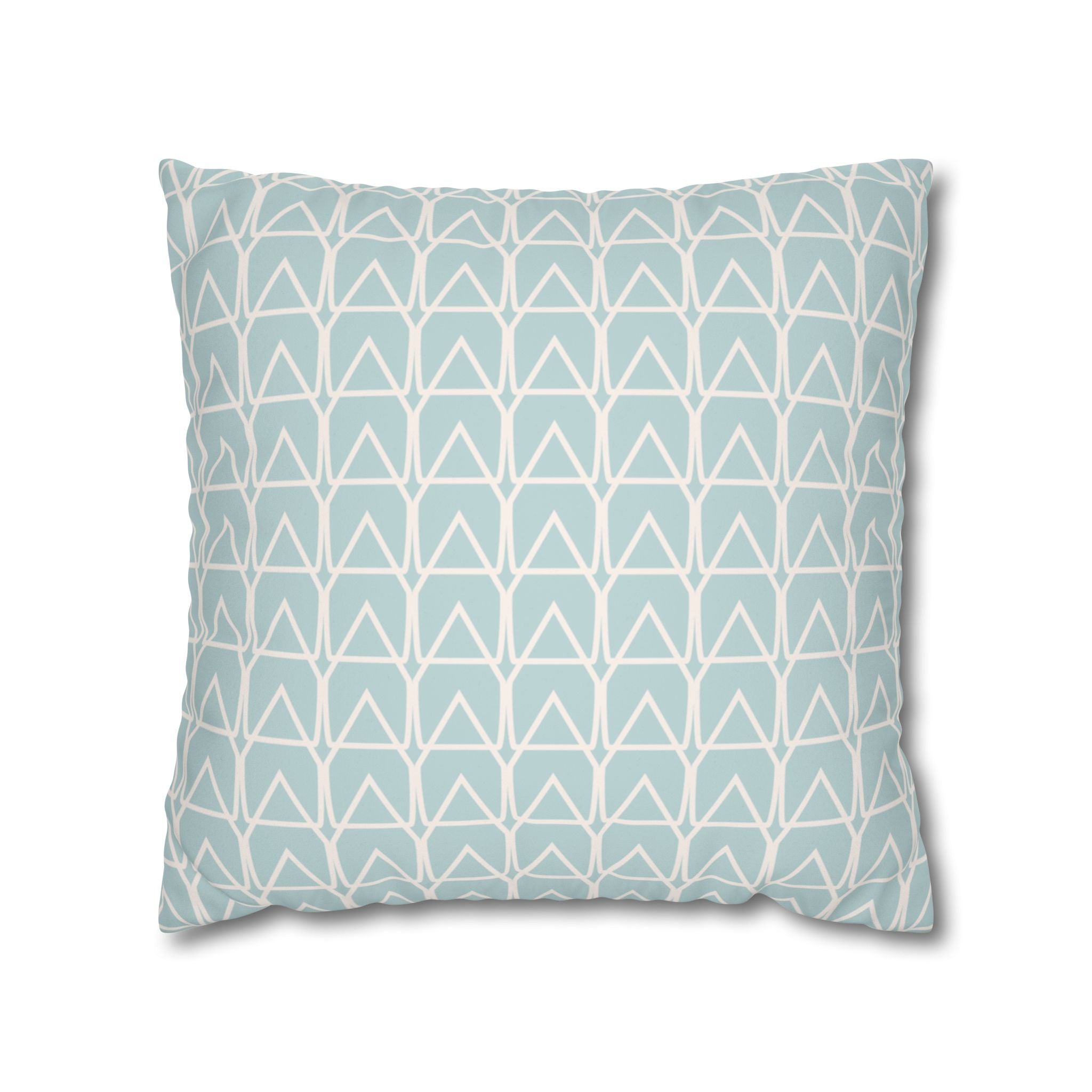 Modern Coastal Geometric Aqua Faux Suede Pillow Cover