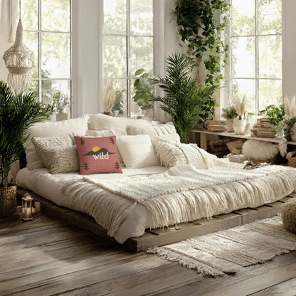 Wild Sunset Desert Pillowcase — Faux Suede Square Throw Pillow Cover