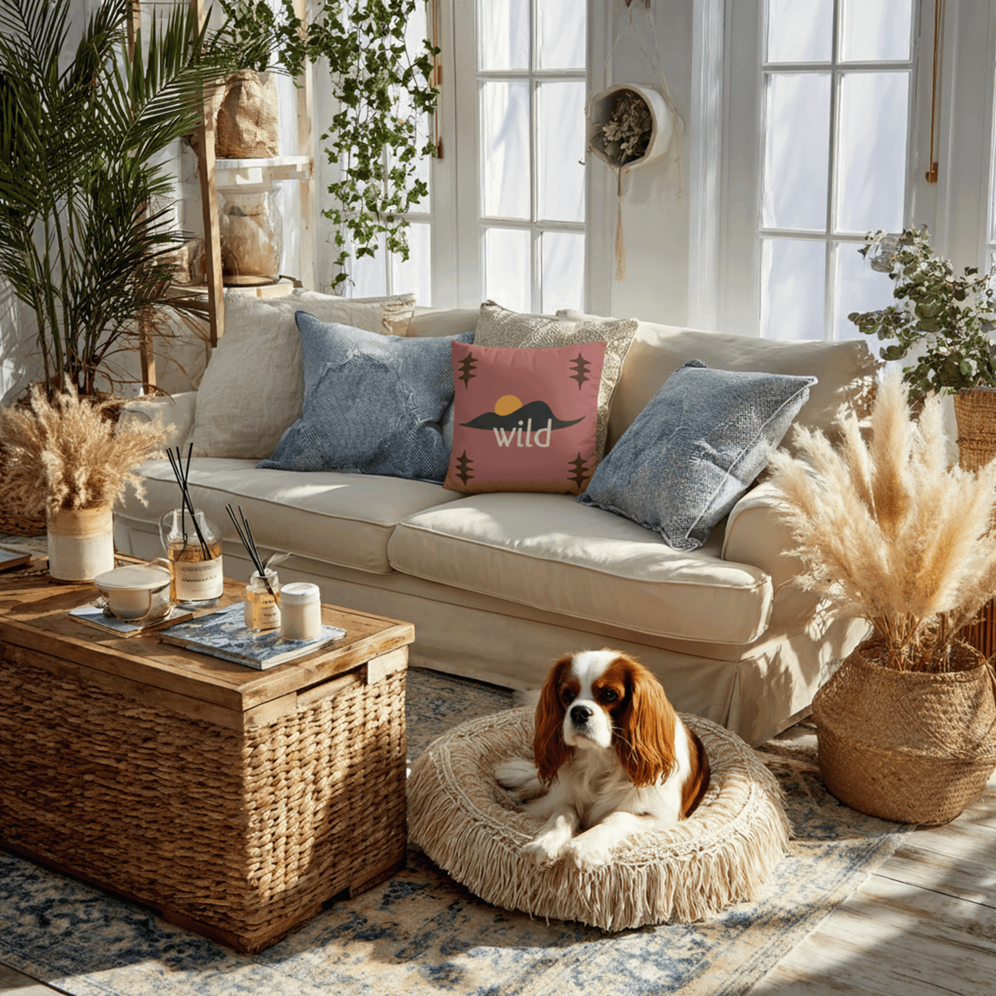 Wild Sunset Desert Pillowcase — Faux Suede Square Throw Pillow Cover