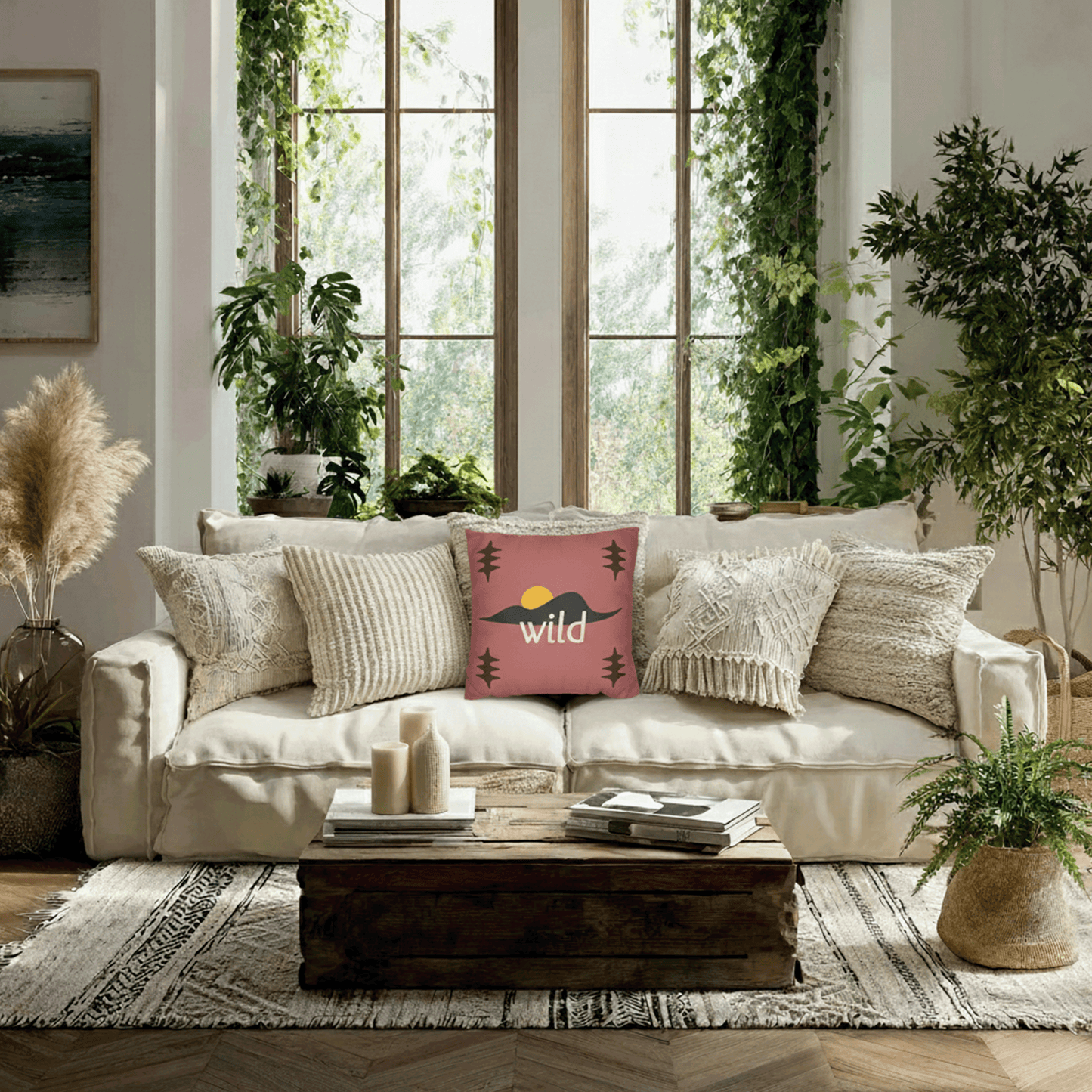 Wild Sunset Desert Pillowcase — Faux Suede Square Throw Pillow Cover