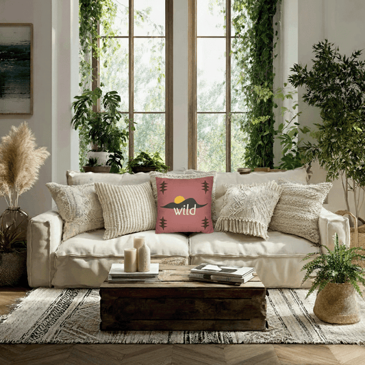 Wild Sunset Desert Pillowcase — Faux Suede Square Throw Pillow Cover