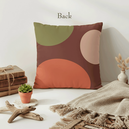 Abstract Earth-Tone Square Pillowcase — Midcentury Modern Boho Decorative Throw Pillow