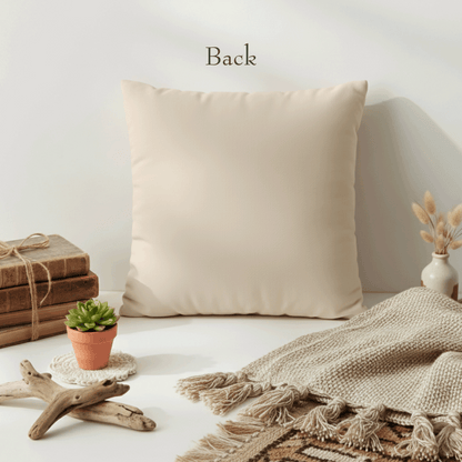 Beige Geometric Mandala Faux Suede Pillow Cover — Square Decorative Throw Pillowcase