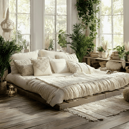 Beige Geometric Mandala Faux Suede Pillow Cover — Square Decorative Throw Pillowcase