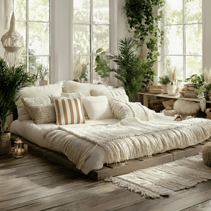 Striped Faux Suede Pillowcase – Neutral Tan & Cream Square Decorative Pillow Cover