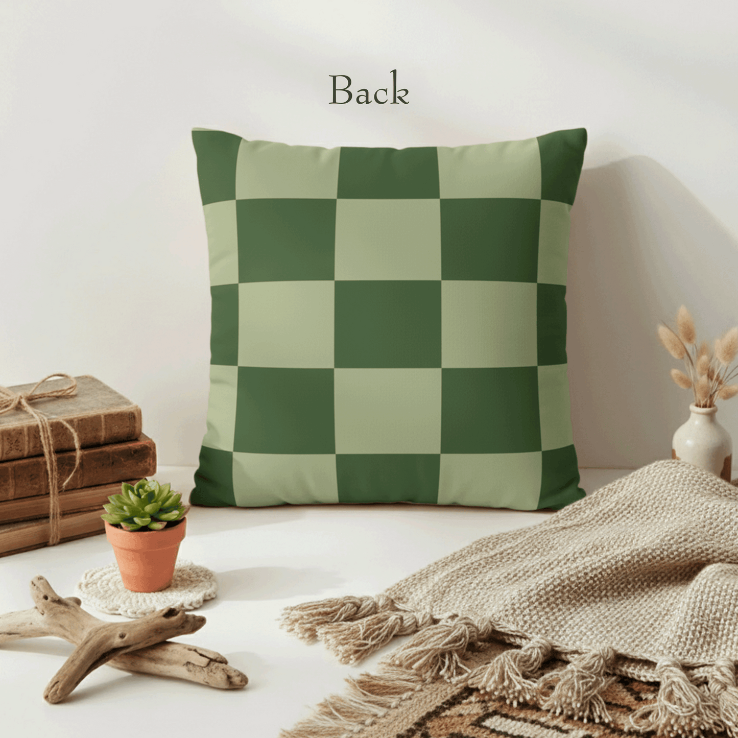 Green Checkerboard Faux Suede Pillowcase