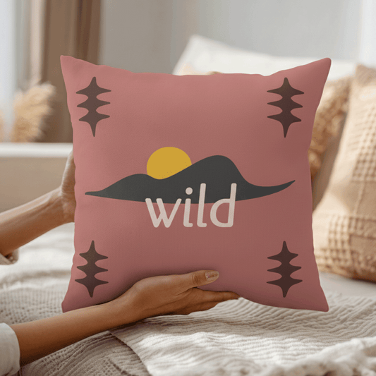 Boho Accent Pillow Cover - Wild Mountain Silhouette - Infuses Your Space with Adventure Energy