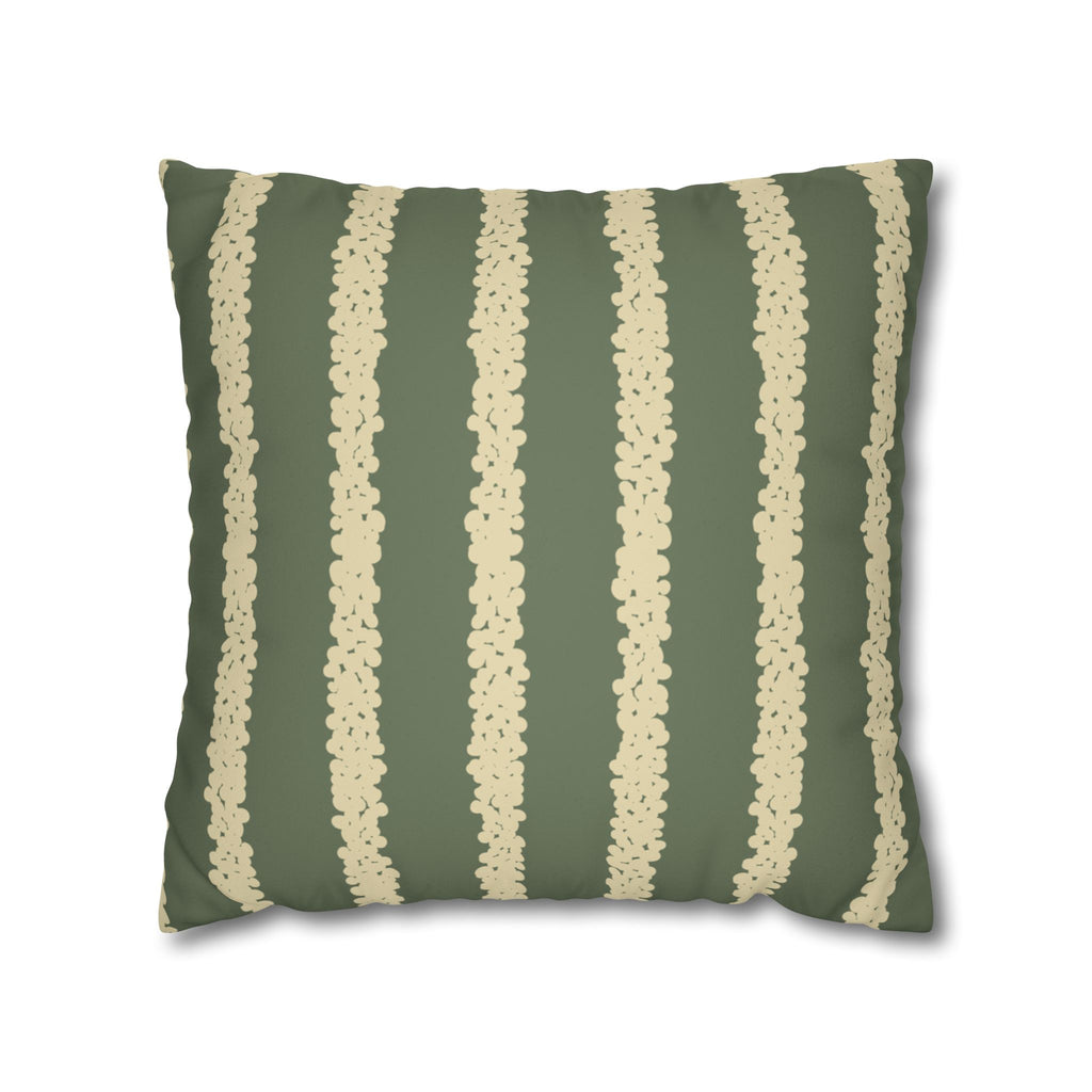 Olive & Cream Striped Faux Suede Pillow Cover