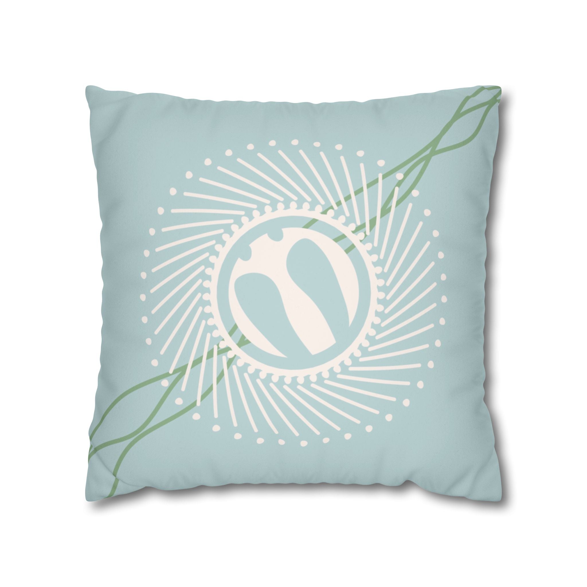 Sea Glass Sunburst Coastal Breeze Faux Suede Pillow Cover