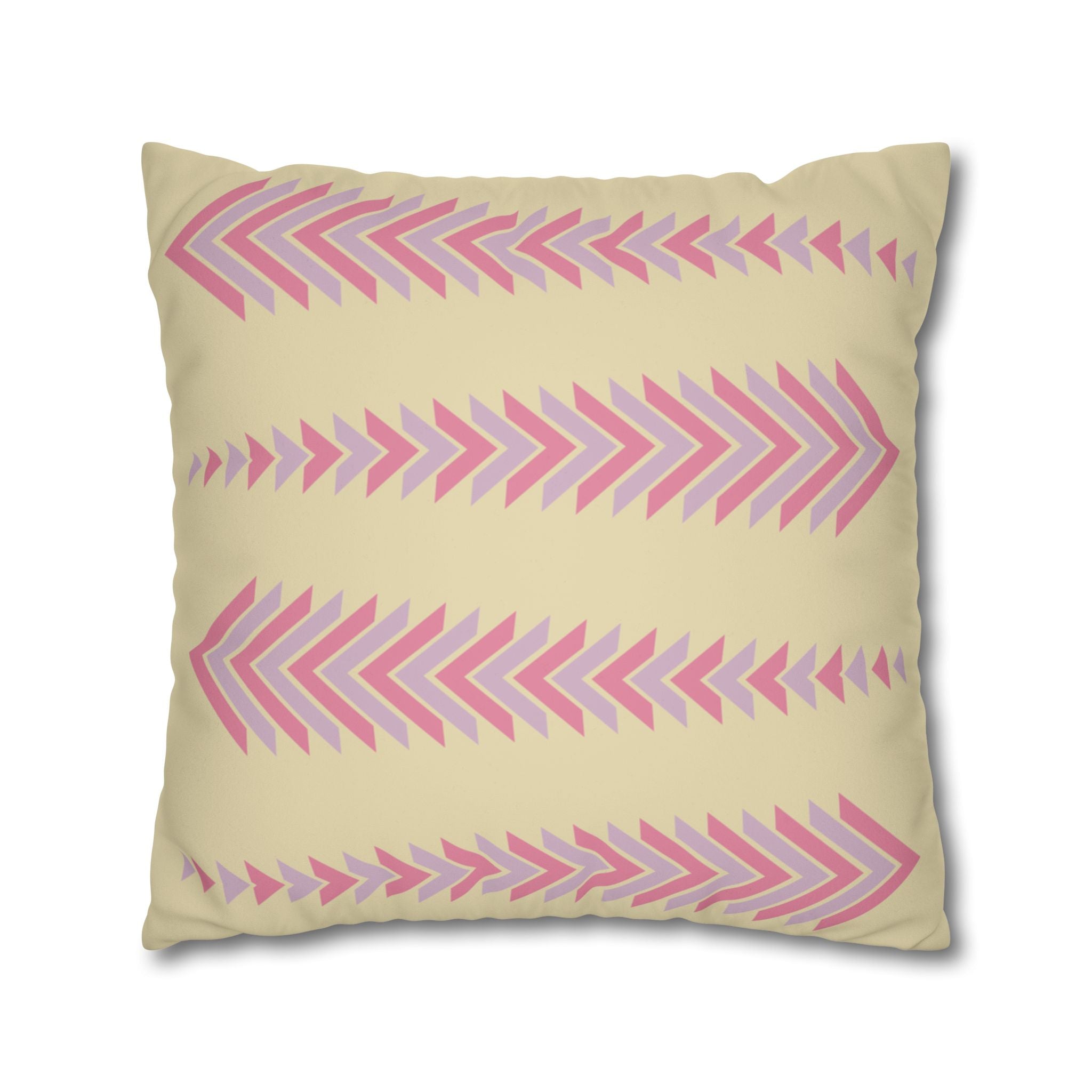 Boho Pink Chevron Arrows Faux Suede Pillow Cover