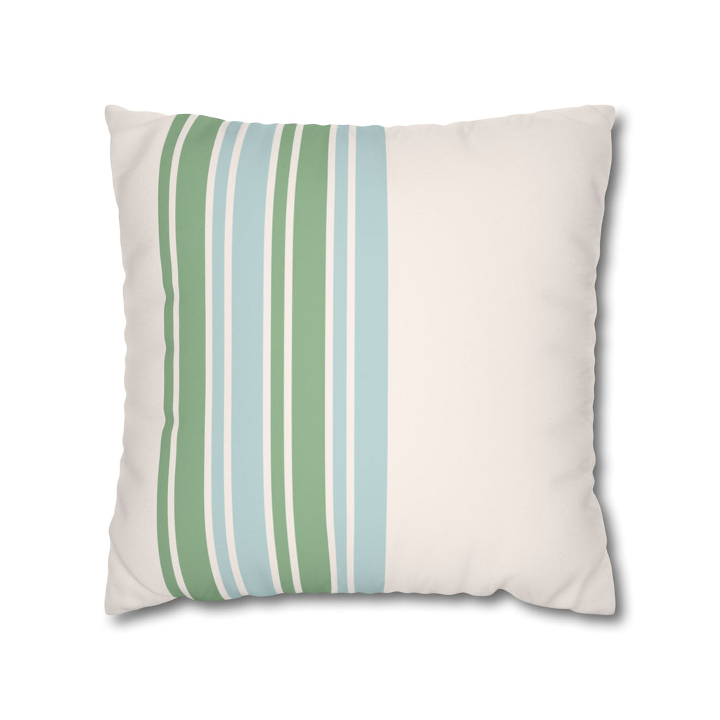 Green and Blue Striped Faux Suede Pillow Cover
