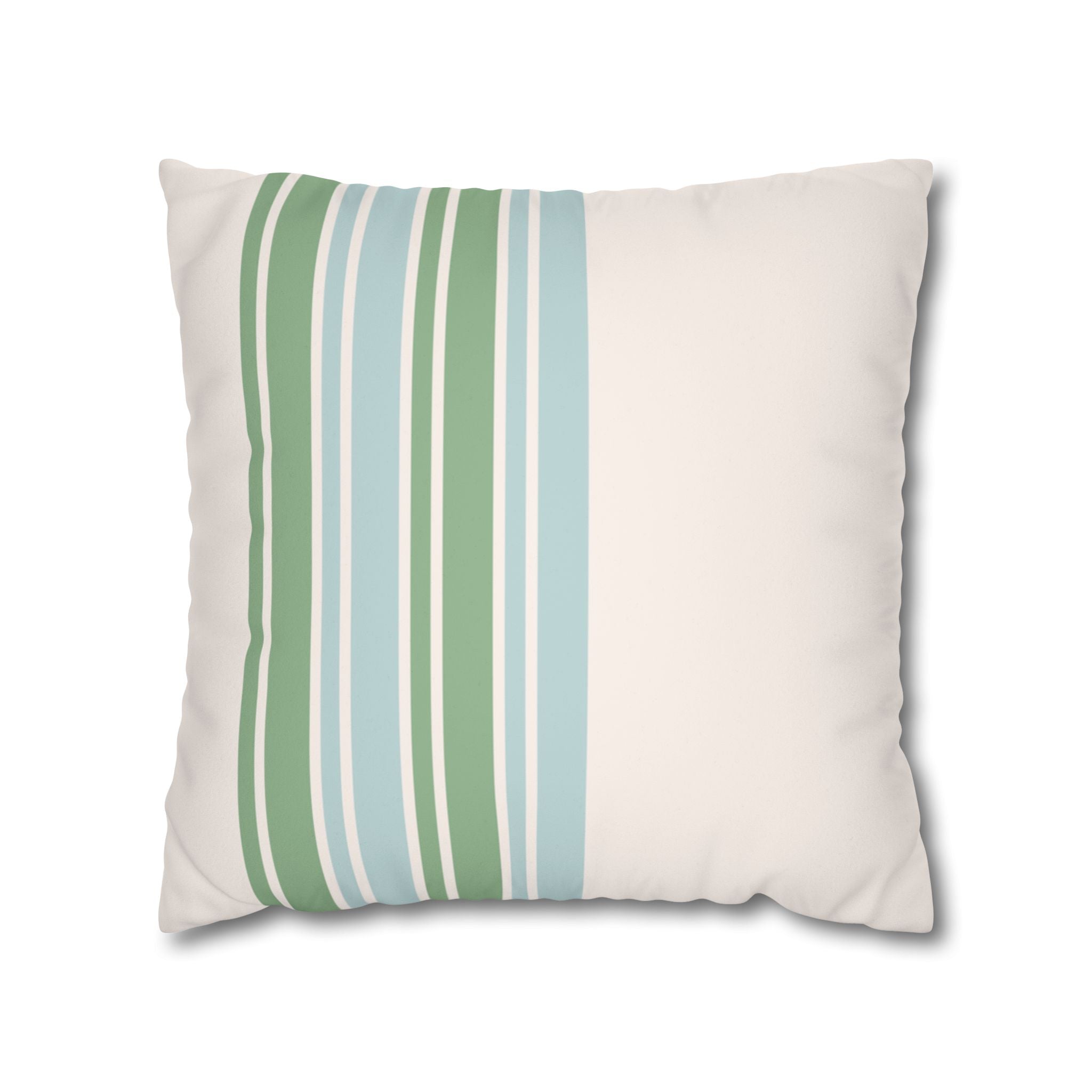 Green and Blue Striped Faux Suede Pillow Cover