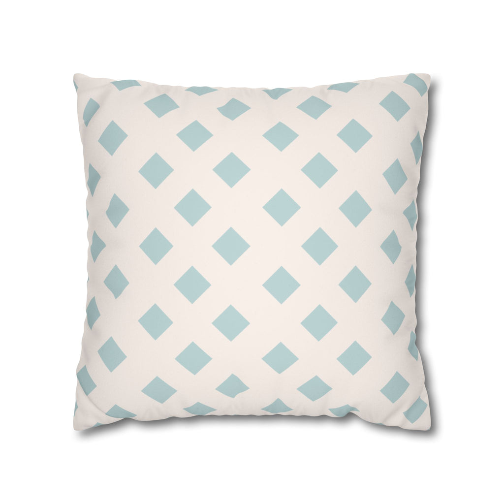 Light Blue Diamond Pattern Faux Suede Pillow Cover