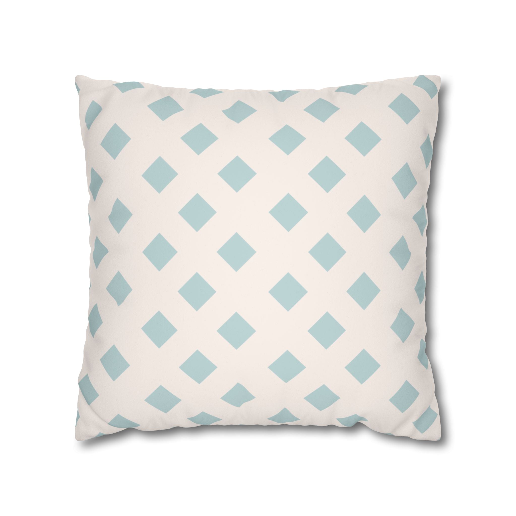 Light Blue Diamond Pattern Faux Suede Pillow Cover