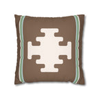 Brown Southwestern Geometric Faux Suede Pillow Cover