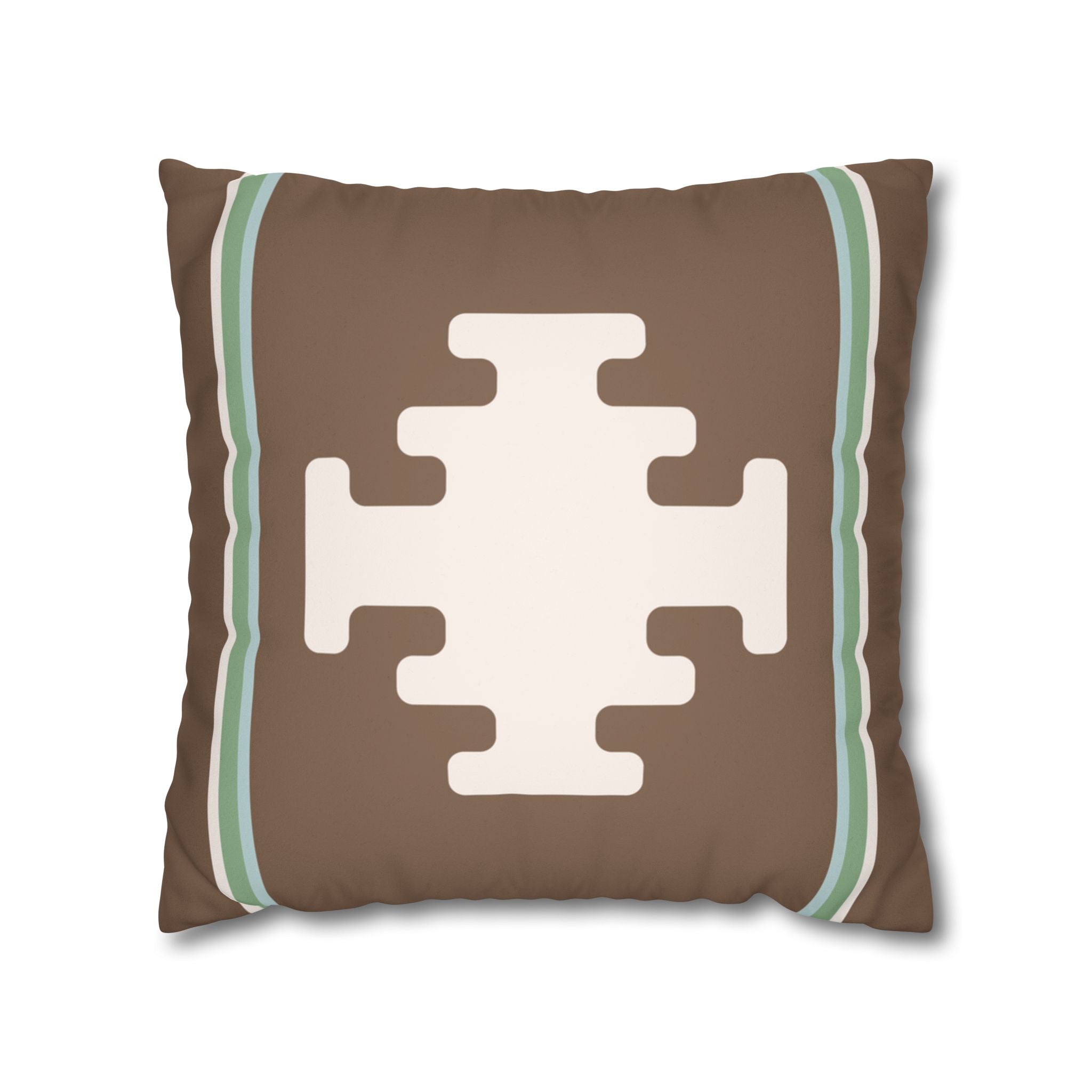 Brown Southwestern Geometric Faux Suede Pillow Cover