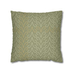 Olive Green Scroll Pattern Faux Suede Pillow Cover