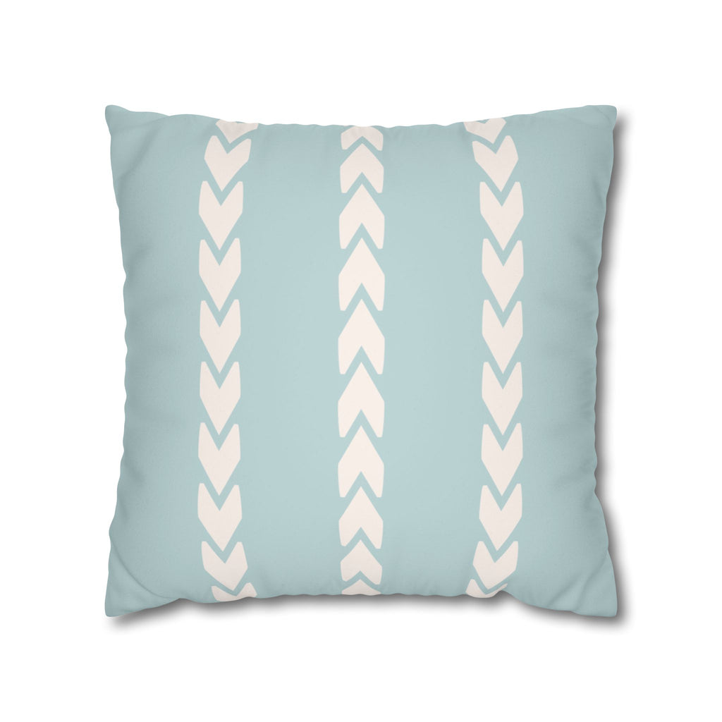 Seafoam Chevron Stripes Faux Suede Pillow Cover