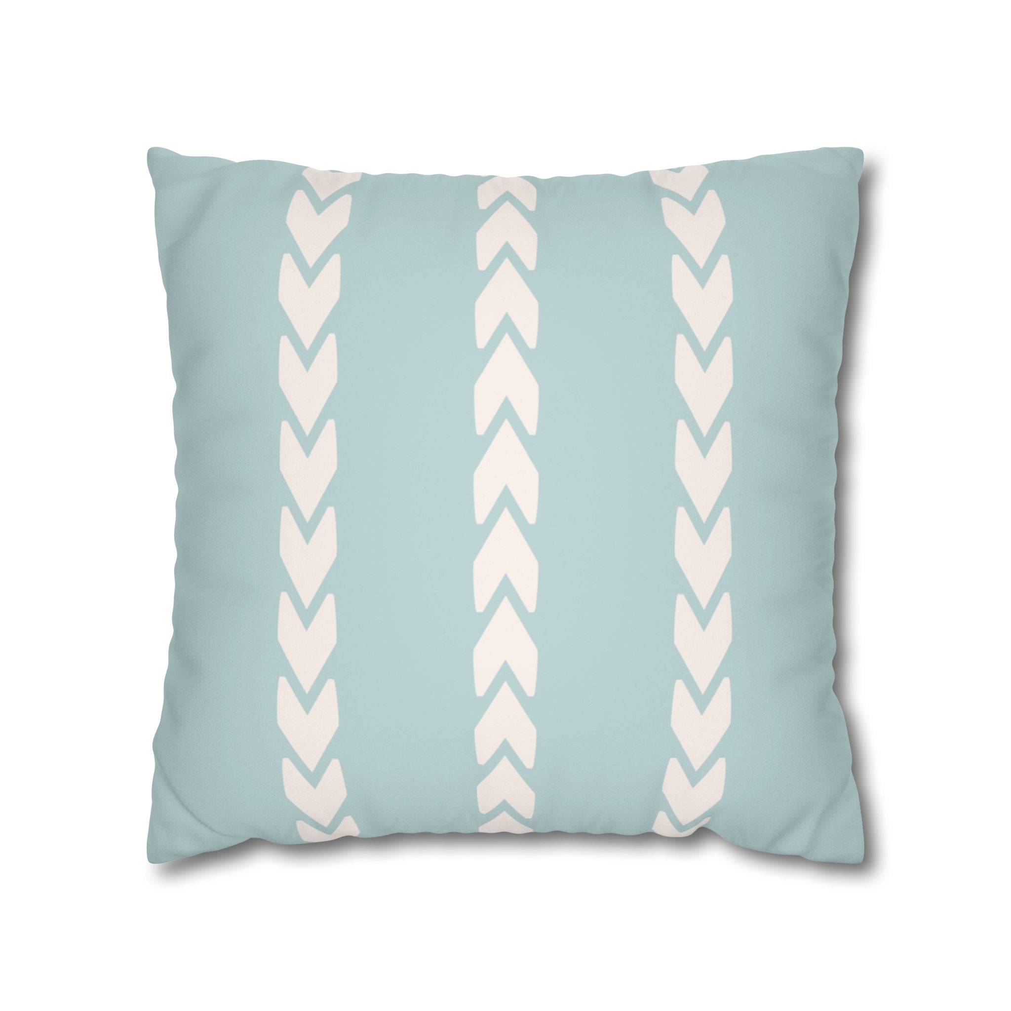 Seafoam Chevron Stripes Faux Suede Pillow Cover
