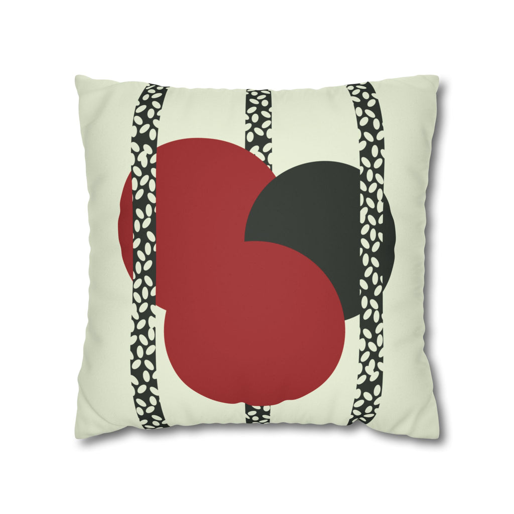 Modern Abstract Red and Black Circles Faux Suede Pillow Cover