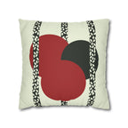 Modern Abstract Red and Black Circles Faux Suede Pillow Cover