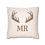Mr. Groom Antler Monogram Faux Suede Pillow Cover