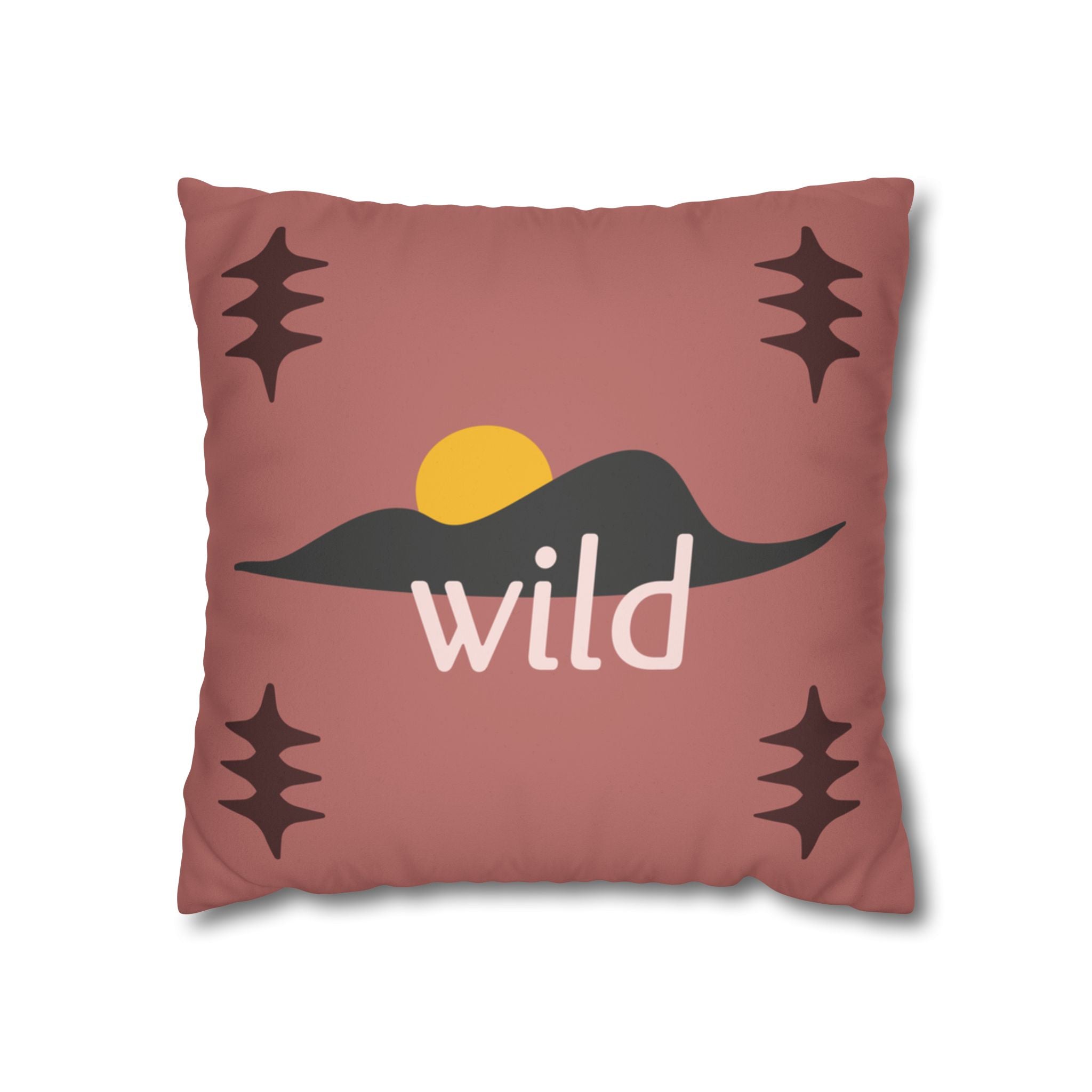 Wild Mountain Sunset Faux Suede Pillow Cover