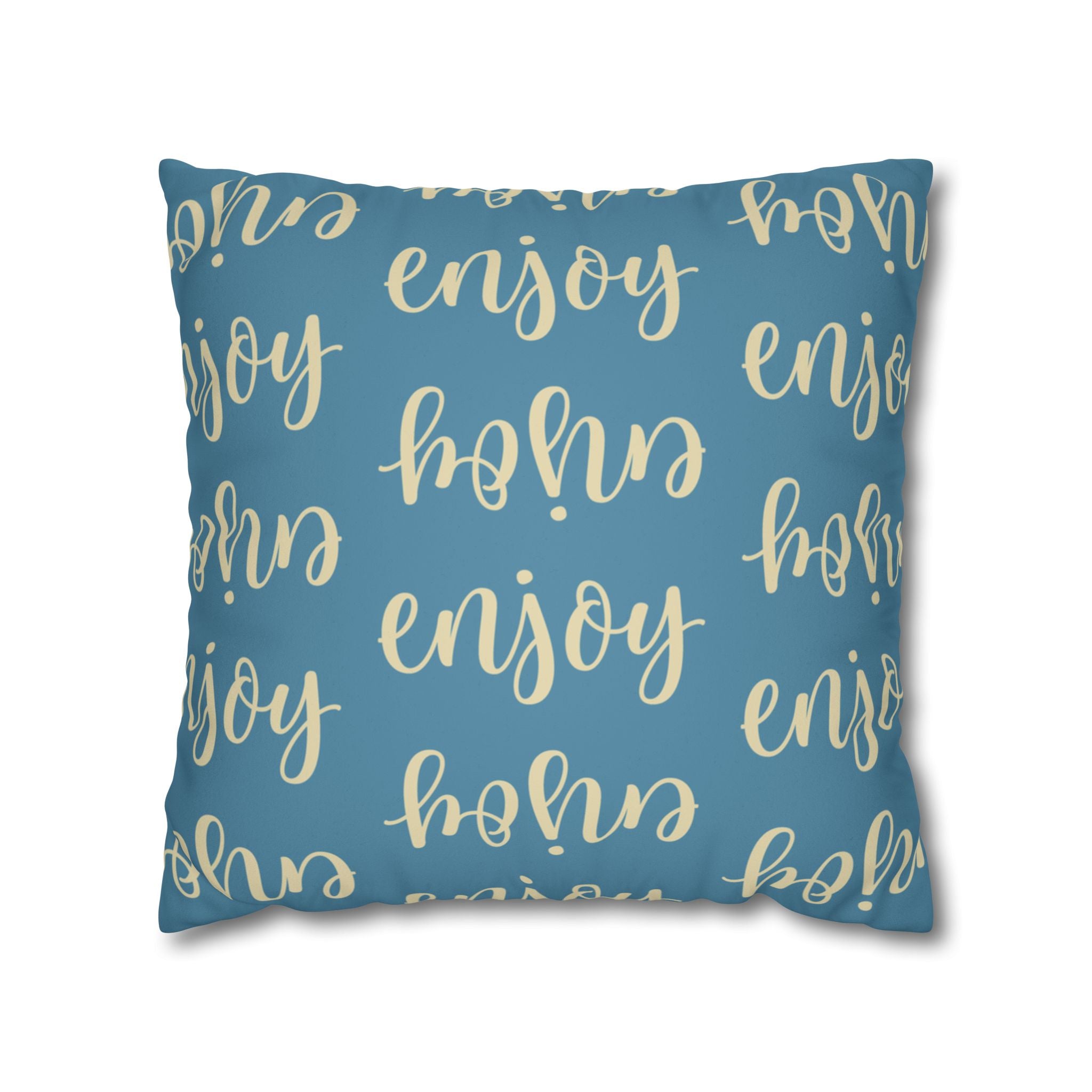 Enjoy Script Faux Suede Pillow Cover