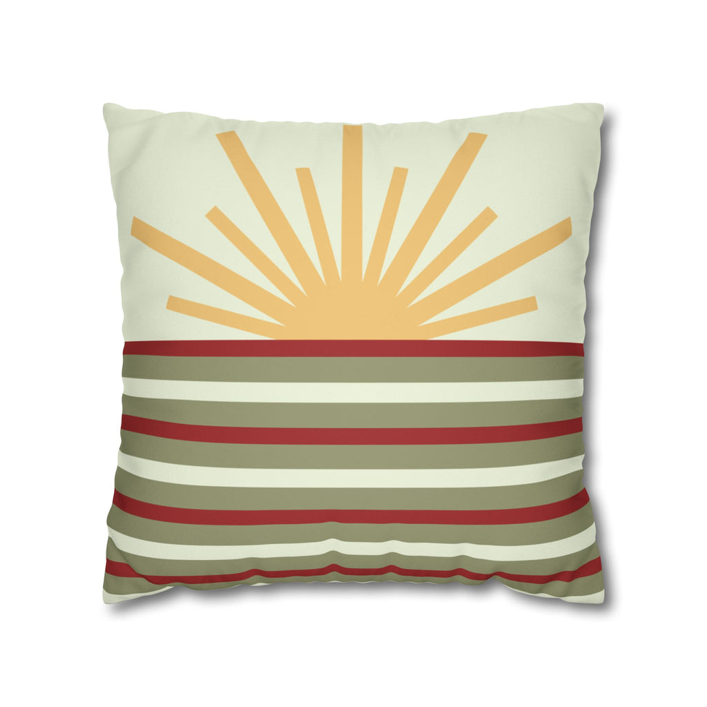 Retro Sunrise Stripes Faux Suede Pillow Cover