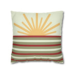 Retro Sunrise Stripes Faux Suede Pillow Cover